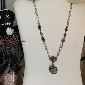 Rainbow Vivaldi Gemstone on Brass Chain with Rainbow and Brass Embellishments